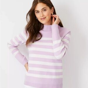 Striped lavender and Cream Women's Sweater Ann Taylor